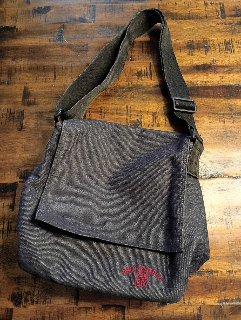 Vintage Men’s Dark Gray Canvas Messenger Bag